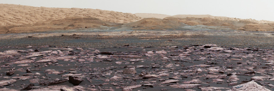 A rocky Mars landscape.
