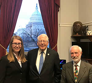 Policy Fellow Lindsay Davis meets with Rep. David Price during Climate Science Day.