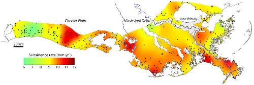 Louisiana subsidence map