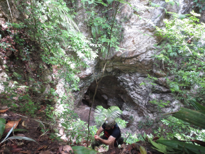 rappelling down a sinkhole