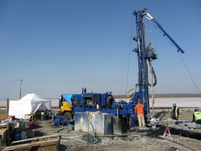 Drill core collection at the Lake Magadi site