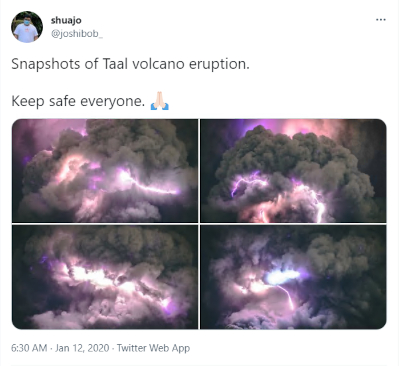 Twitter snapshots of Taal lightning