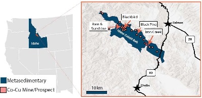 Map of Idaho Cobalt Belt