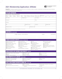 Affiliate membership application form.