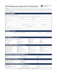 Professional membership application form.