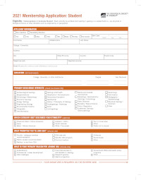 Student membership application form.