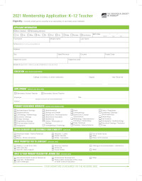 K-12 Teacher membership application form.