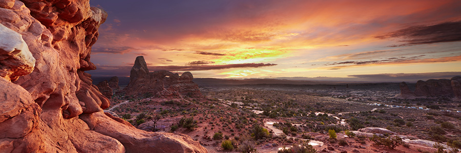 Sandstone arch at sunrise.