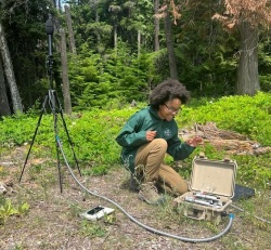 Whitney Wyche setting up equipment